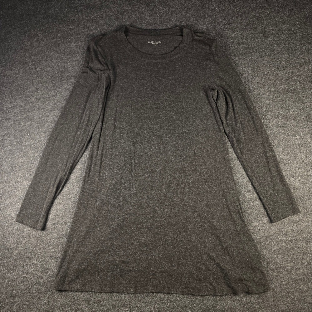 Eileen Fisher Gray Long Sleeve Tunic Top Dress Viscose Spandex Stretch Women's S